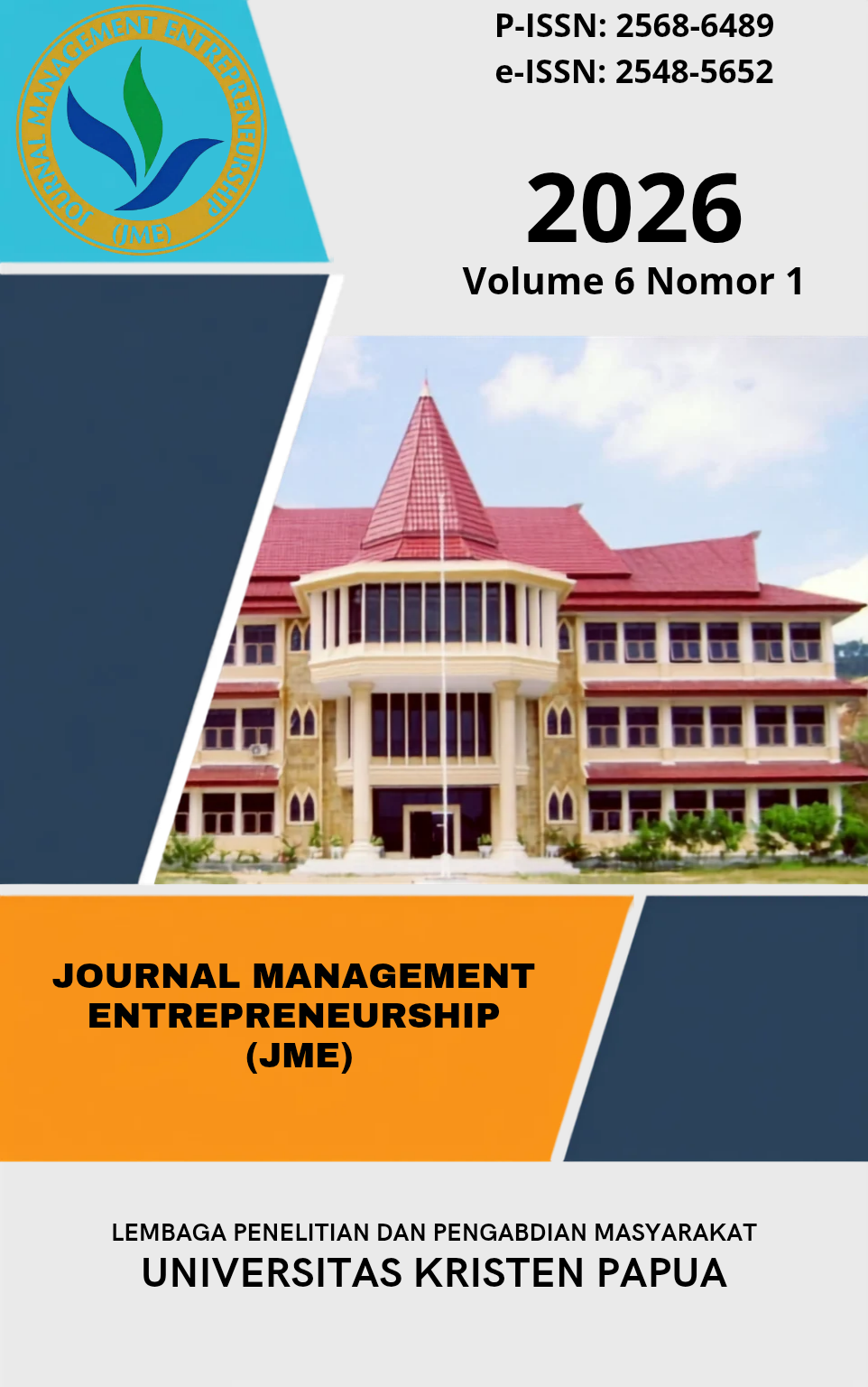 					View Vol. 6 No. 1 (2026): JOURNAL MANAGEMENT ENTREPRENEURSHIP (JME)
				